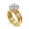 Giova - 14K Yellow Gold Round Diamond Engagement Ring - 0.1 ct