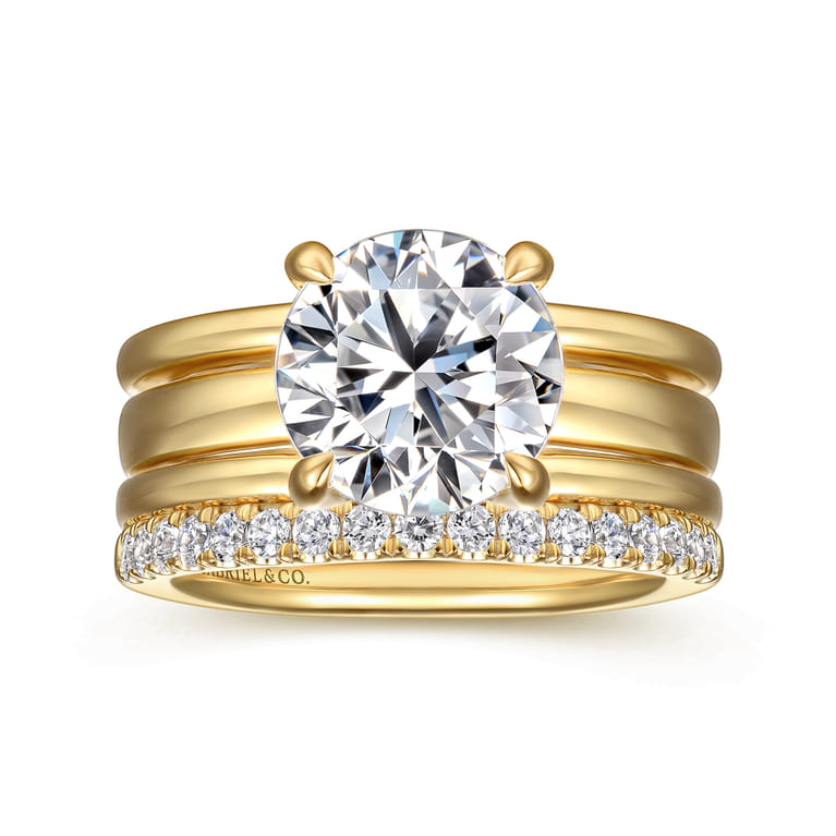 Giova - 14K Yellow Gold Round Diamond Engagement Ring - 0.1 ct - Shot 4