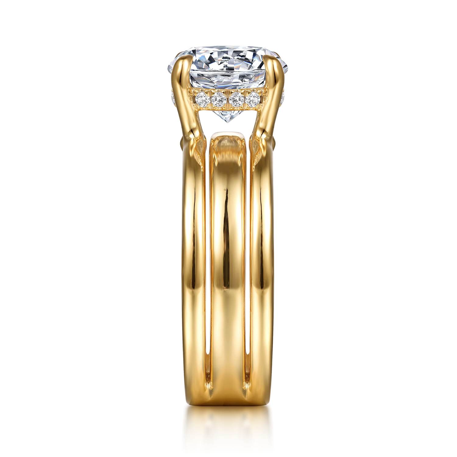 Giova - 14K Yellow Gold Round Diamond Engagement Ring - 0.1 ct - Shot 5