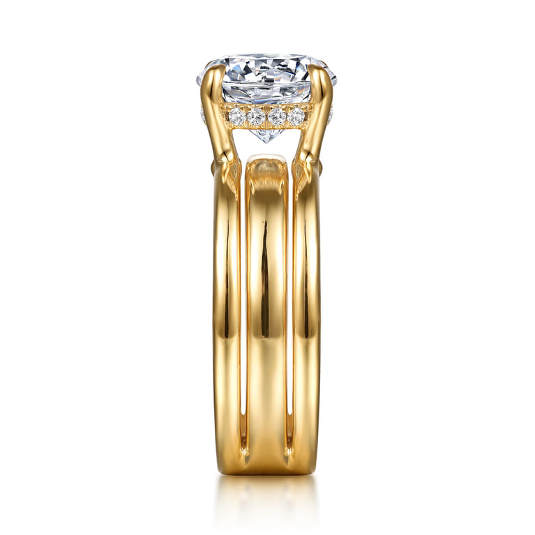 Giova - 14K Yellow Gold Round Diamond Engagement Ring - 0.1 ct - Shot 5