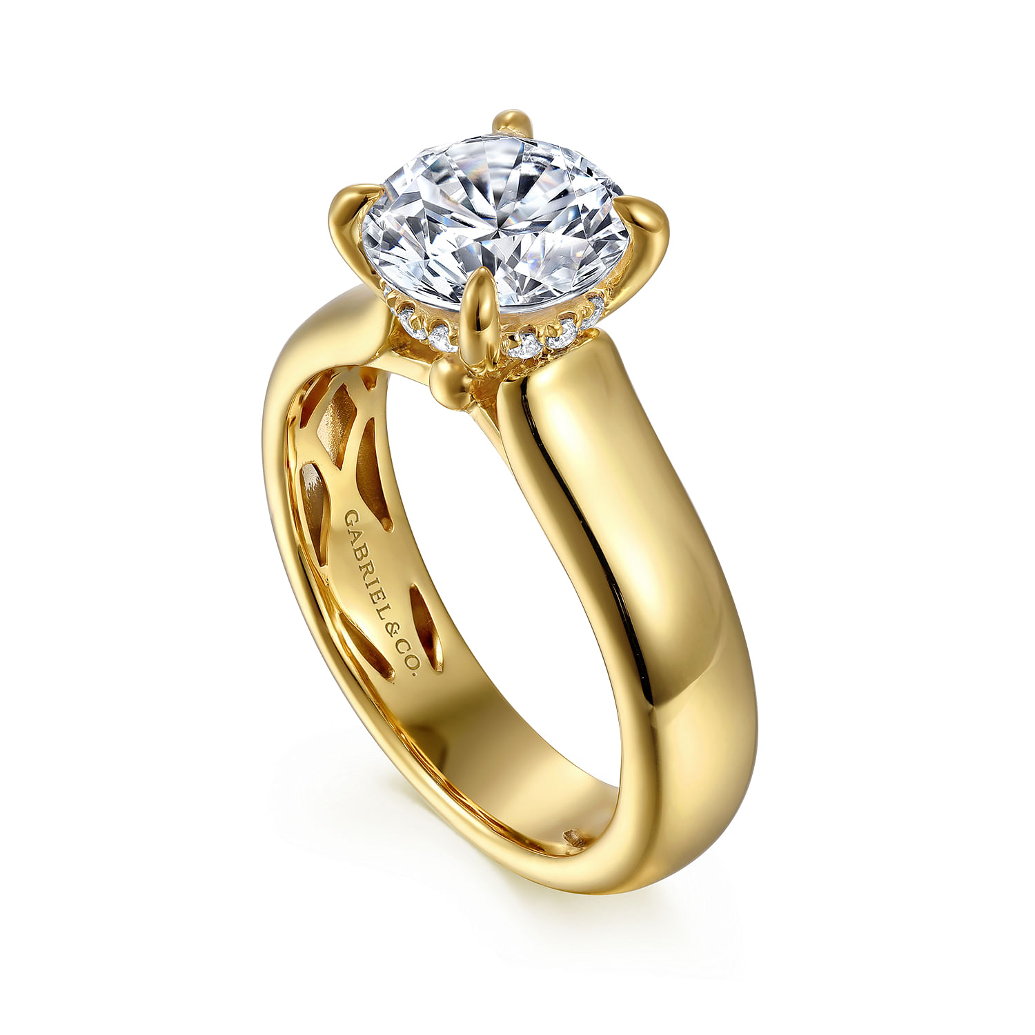 Reeve - 14K Yellow Gold Round Diamond Engagement Ring - 0.07 ct - Shot 3