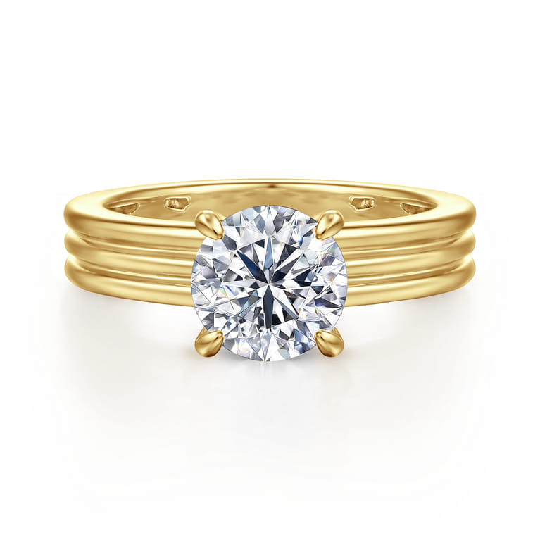 Sela - 14K Yellow Gold Round Diamond Engagement Ring - 0.07 ct - Shot 1