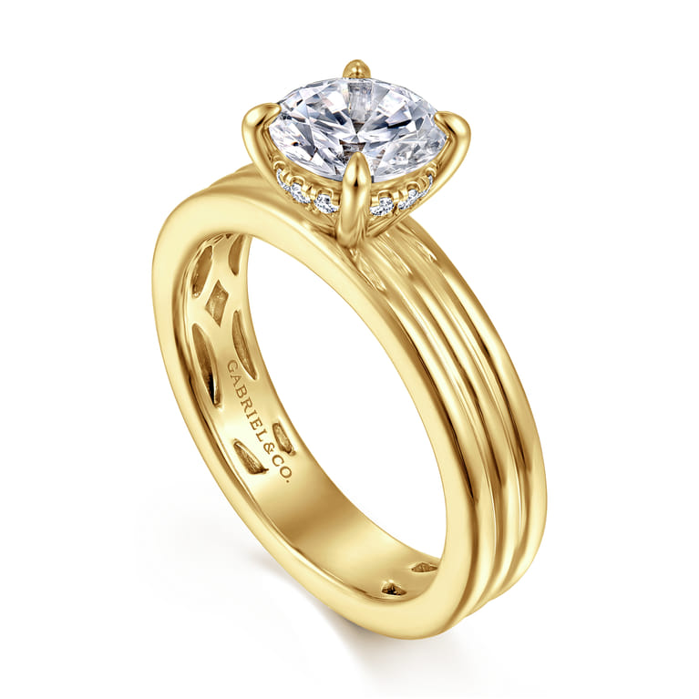 Sela - 14K Yellow Gold Round Diamond Engagement Ring - 0.07 ct - Shot 3