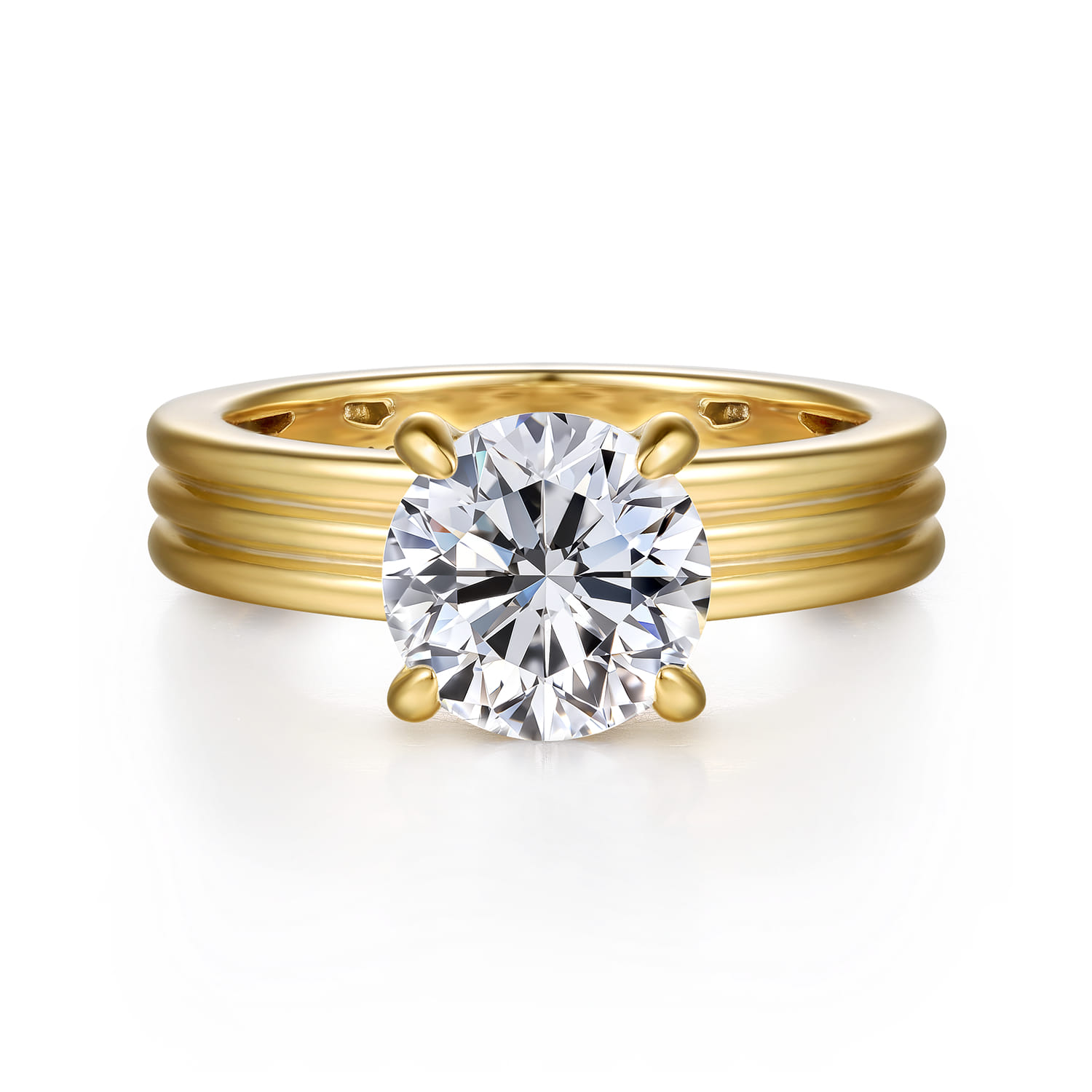 Sela - 14K Yellow Gold Round Diamond Engagement Ring - 0.07 ct - Shot 1