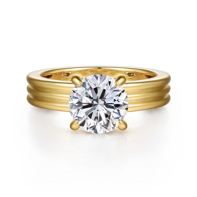 Sela - 14K Yellow Gold Round Diamond Engagement Ring - 0.07 ct - Shot 1