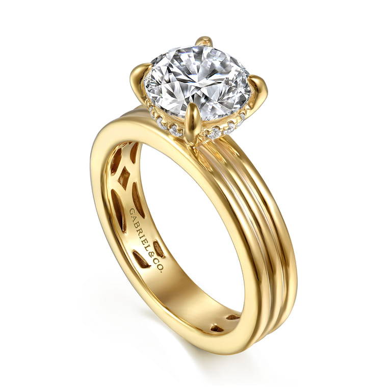 Sela - 14K Yellow Gold Round Diamond Engagement Ring - 0.07 ct - Shot 3