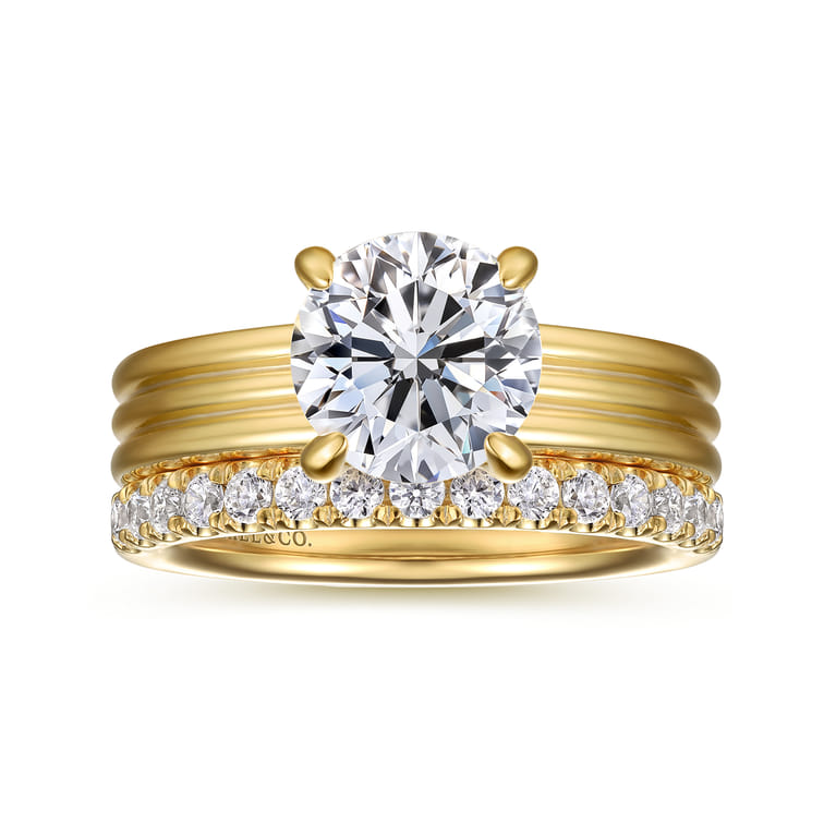 Sela - 14K Yellow Gold Round Diamond Engagement Ring - 0.07 ct - Shot 4
