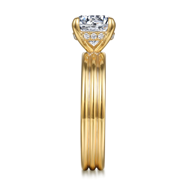 Sela - 14K Yellow Gold Round Diamond Engagement Ring - 0.07 ct - Shot 5