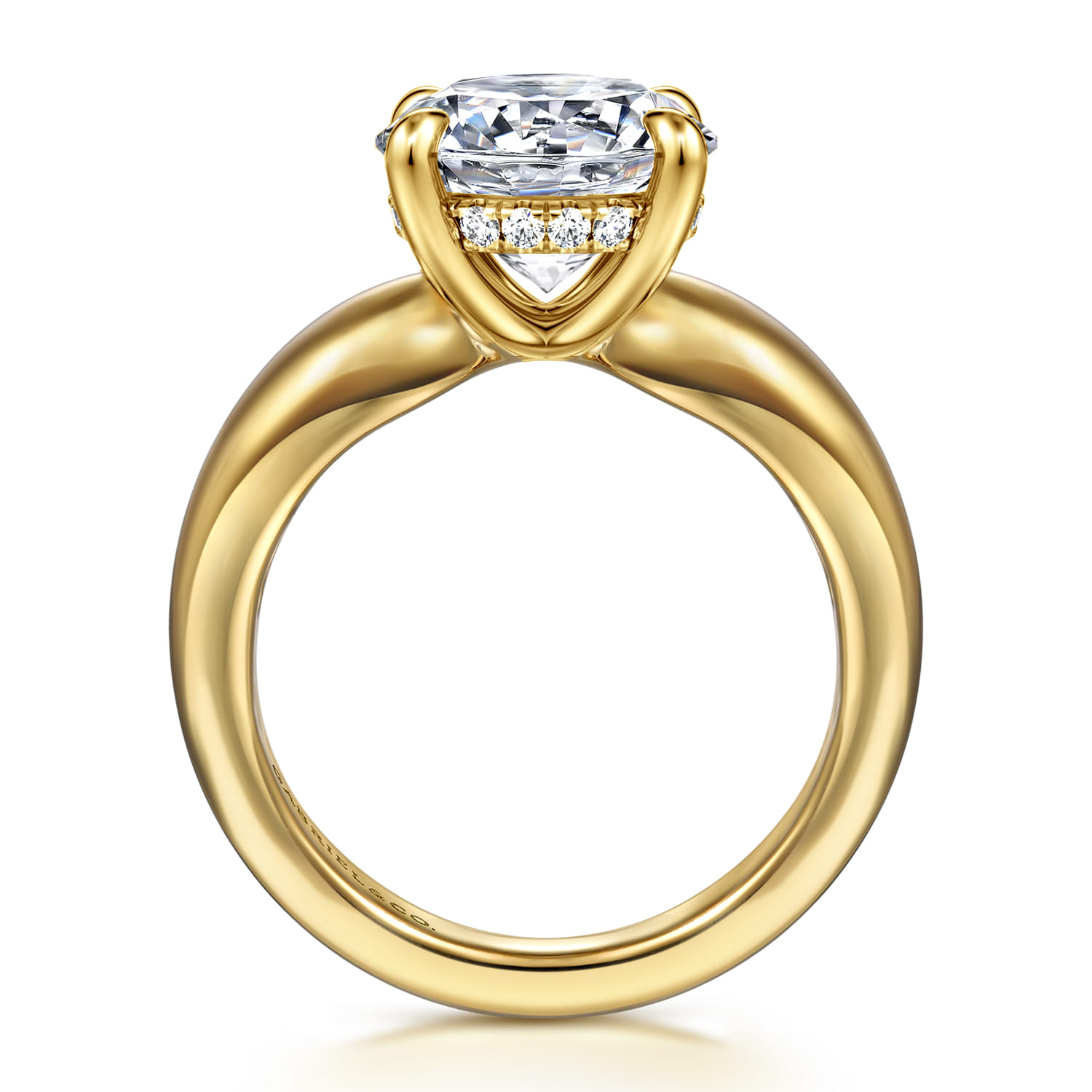 Raven - 14K Yellow Gold Round Diamond Engagement Ring - 0.1 ct - Shot 2