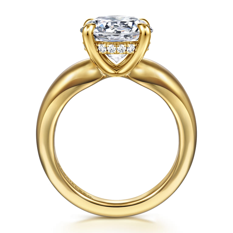 Raven - 14K Yellow Gold Round Diamond Engagement Ring - 0.1 ct - Shot 2