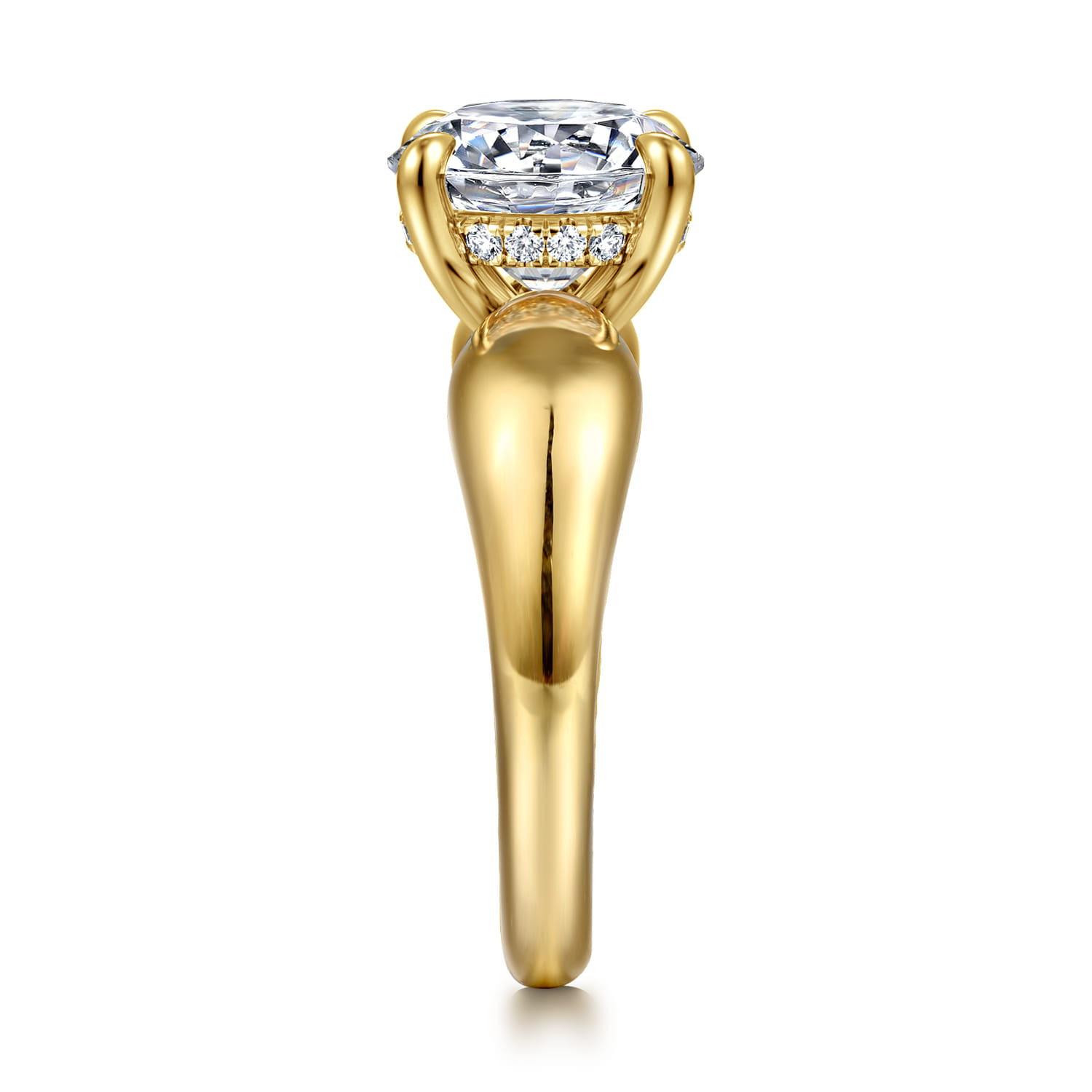 Raven - 14K Yellow Gold Round Diamond Engagement Ring - 0.1 ct - Shot 4