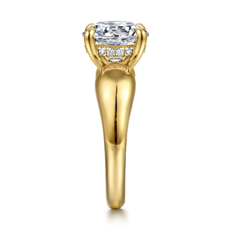 Raven - 14K Yellow Gold Round Diamond Engagement Ring - 0.1 ct - Shot 4