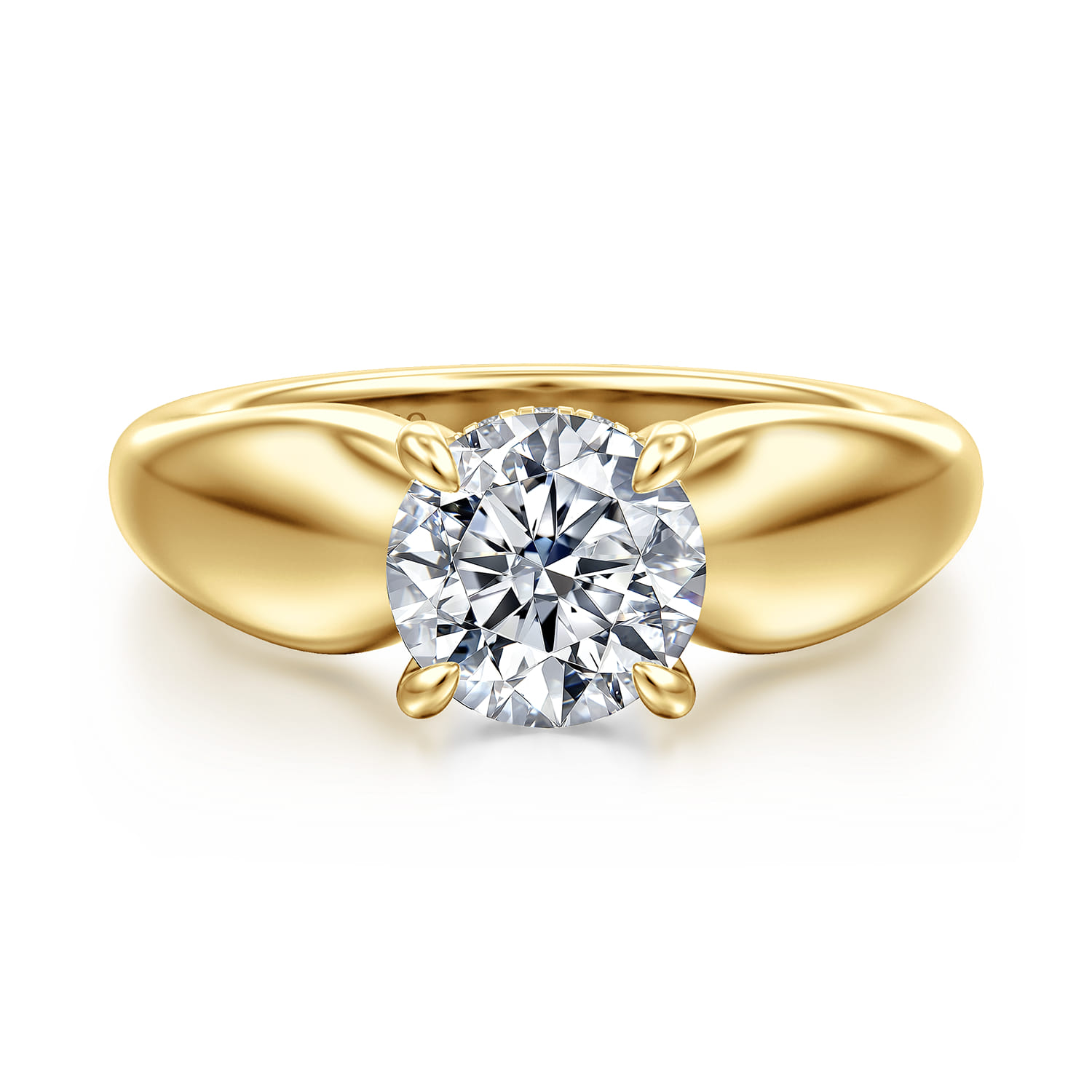 Raven - 14K Yellow Gold Round Diamond Engagement Ring - 0.07 ct - Shot 1