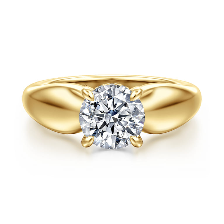 Raven - 14K Yellow Gold Round Diamond Engagement Ring - 0.07 ct - Shot 1
