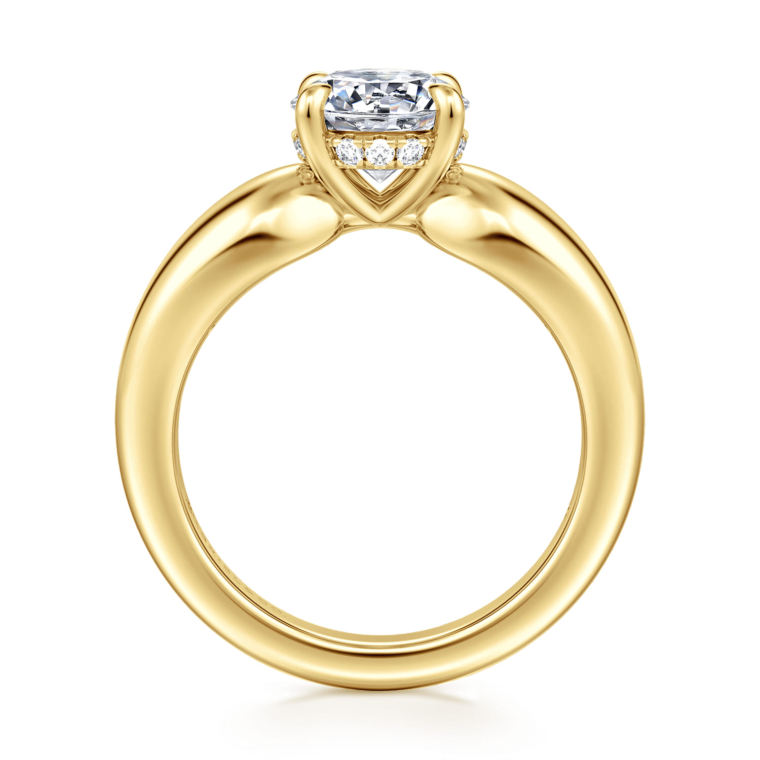 Raven - 14K Yellow Gold Round Diamond Engagement Ring - 0.07 ct - Shot 2