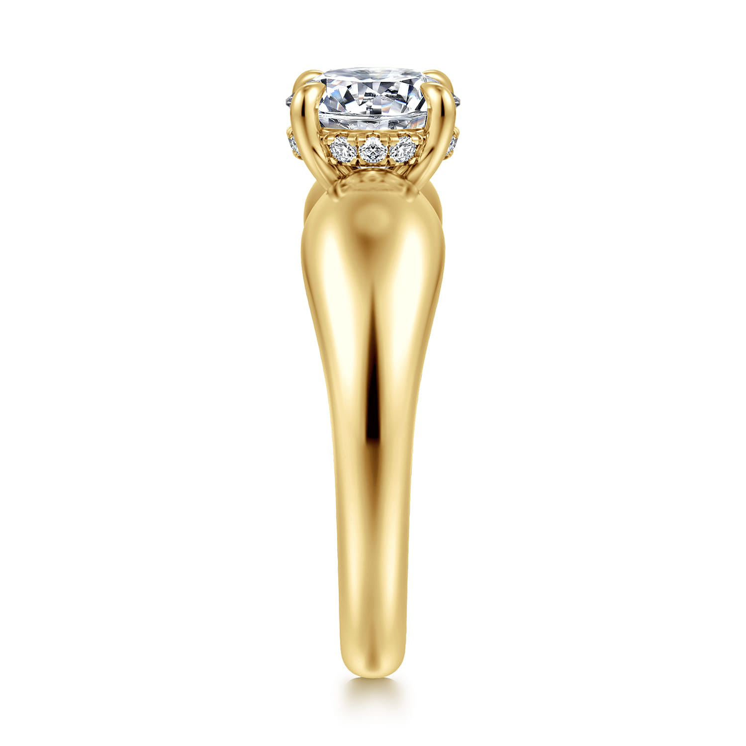 Raven - 14K Yellow Gold Round Diamond Engagement Ring - 0.07 ct - Shot 4