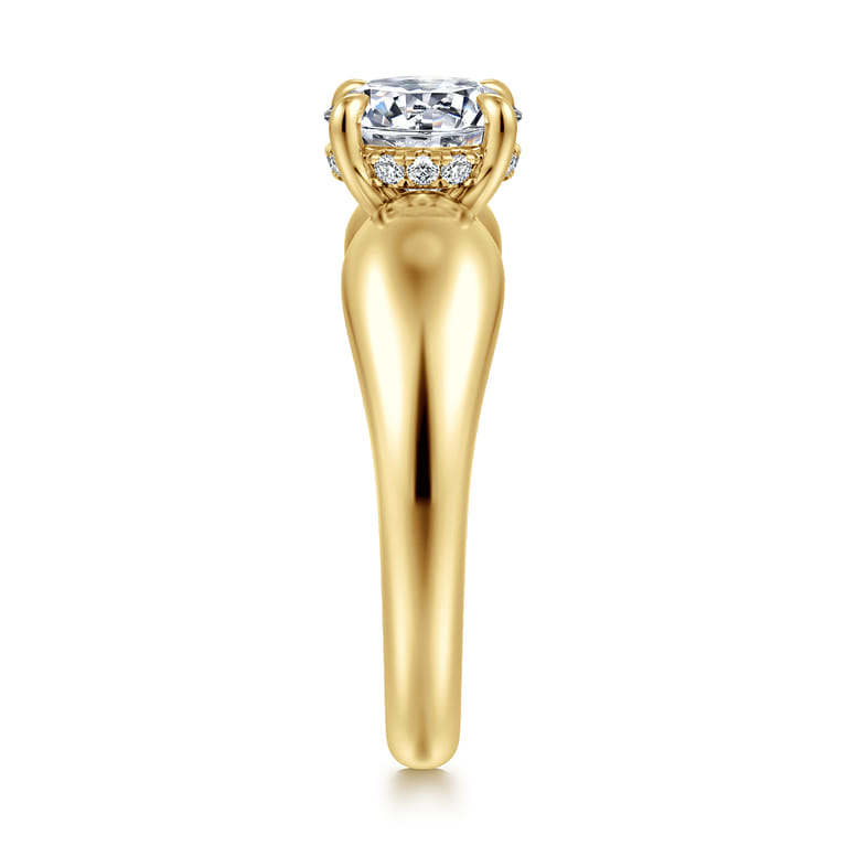 Raven - 14K Yellow Gold Round Diamond Engagement Ring - 0.07 ct - Shot 4