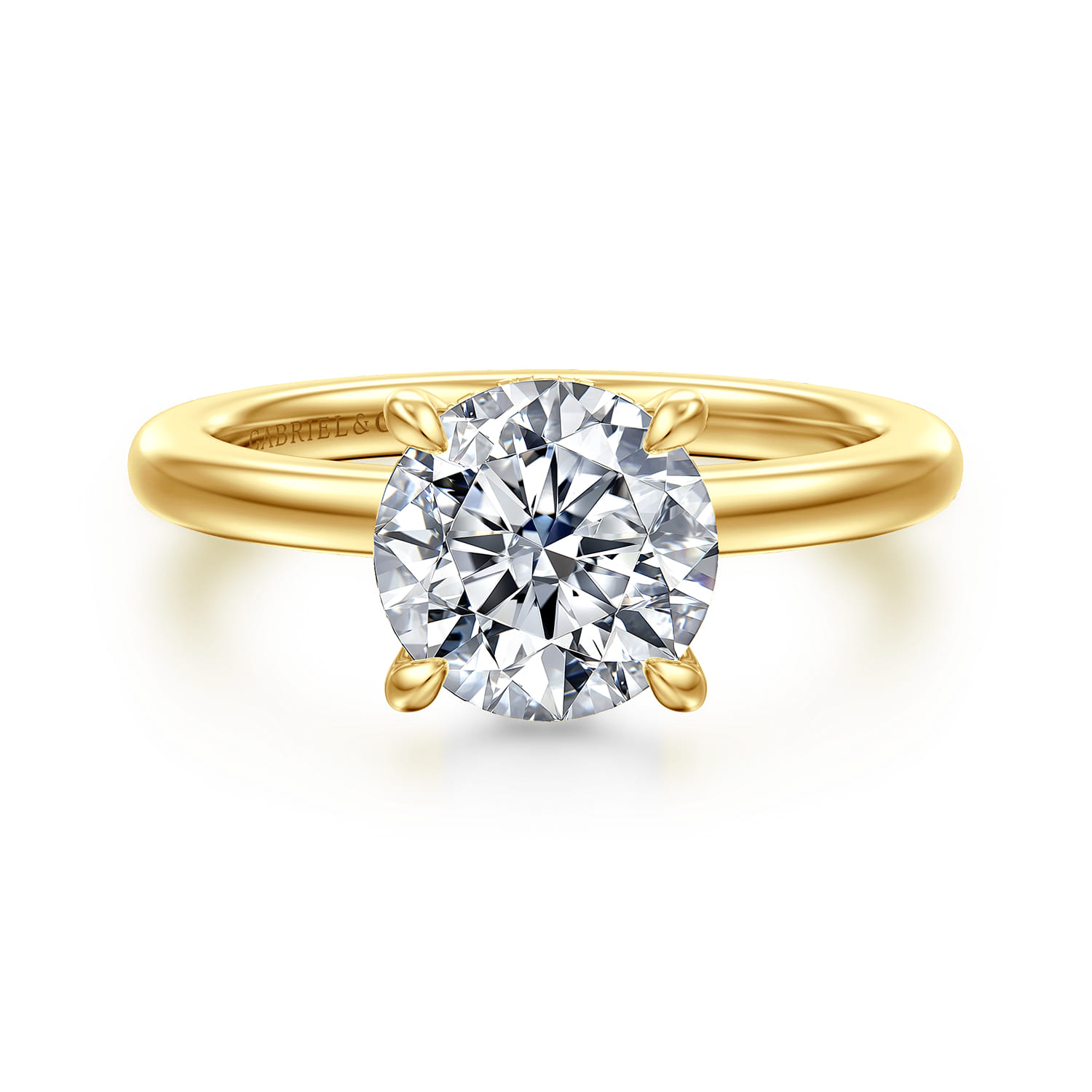 Neema - 14K Yellow Gold Round Diamond Engagement Ring - 0.07 ct - Shot 1