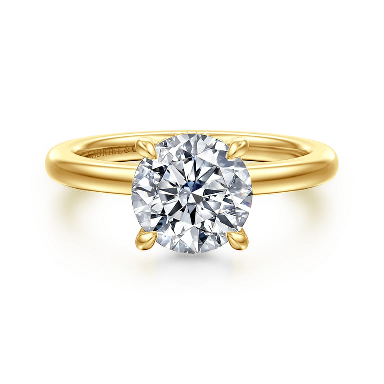 Neema - 14K Yellow Gold Round Diamond Engagement Ring - 0.07 ct - Shot 1