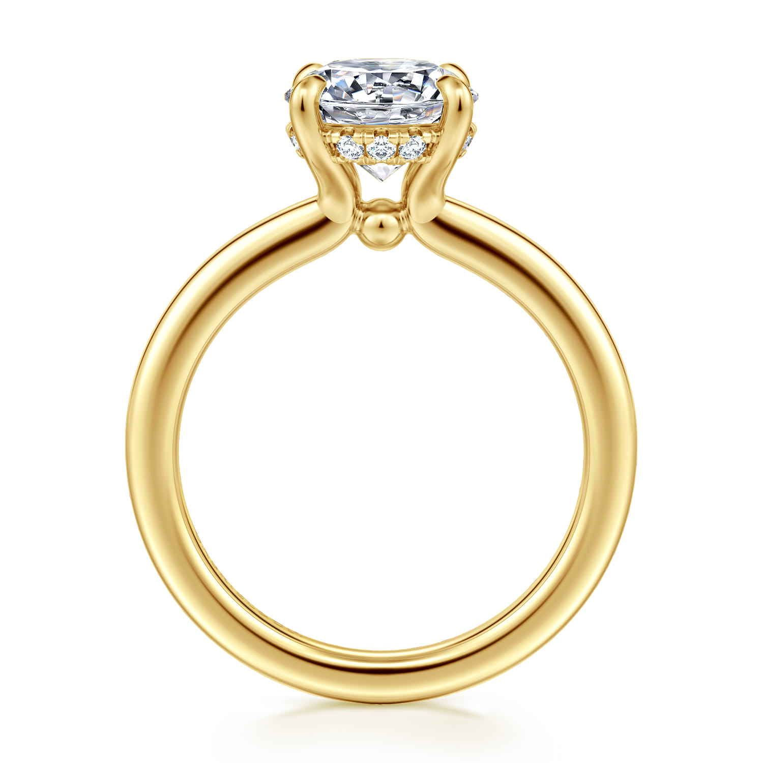 Neema - 14K Yellow Gold Round Diamond Engagement Ring - 0.07 ct - Shot 2