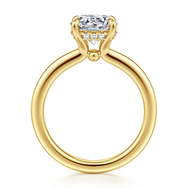 Neema - 14K Yellow Gold Round Diamond Engagement Ring - 0.07 ct - Shot 2