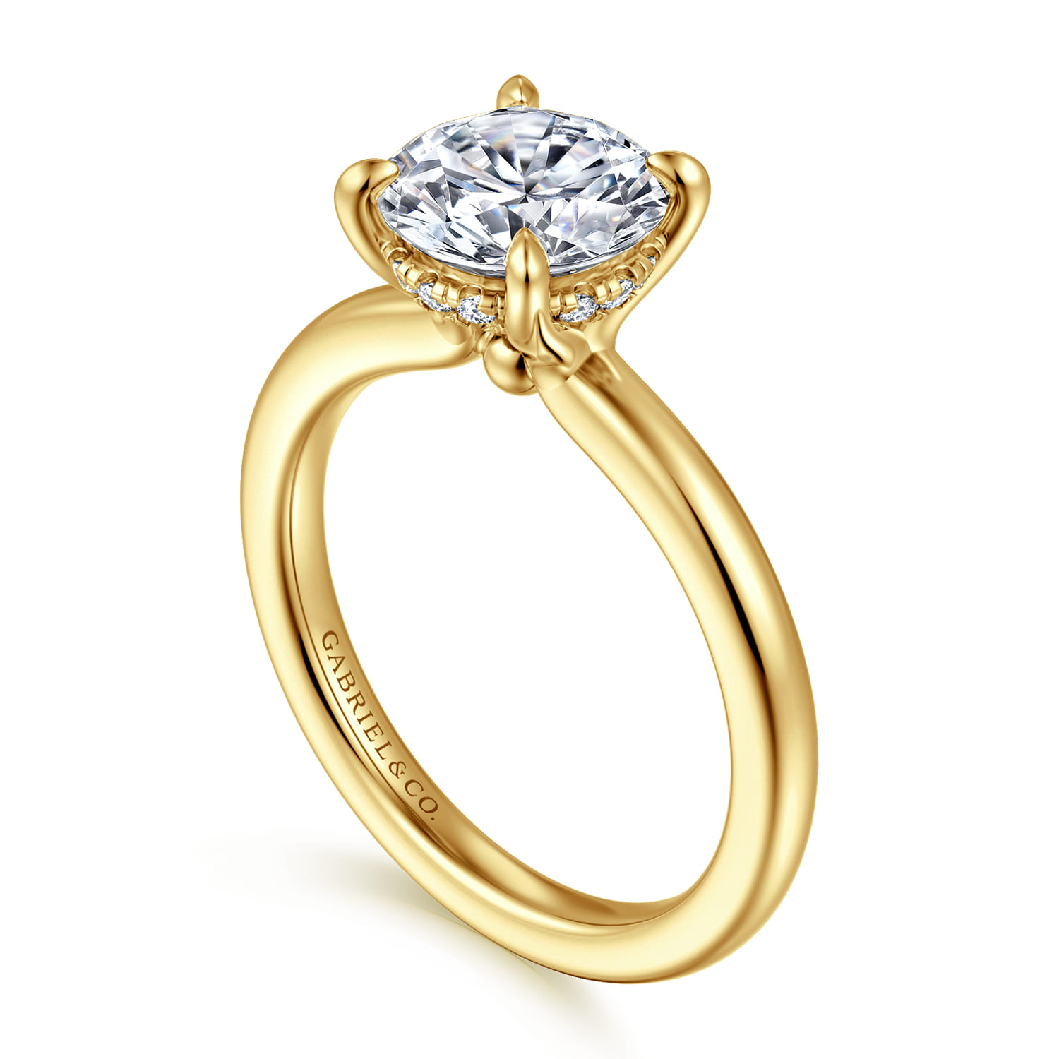 Neema - 14K Yellow Gold Round Diamond Engagement Ring - 0.07 ct - Shot 3