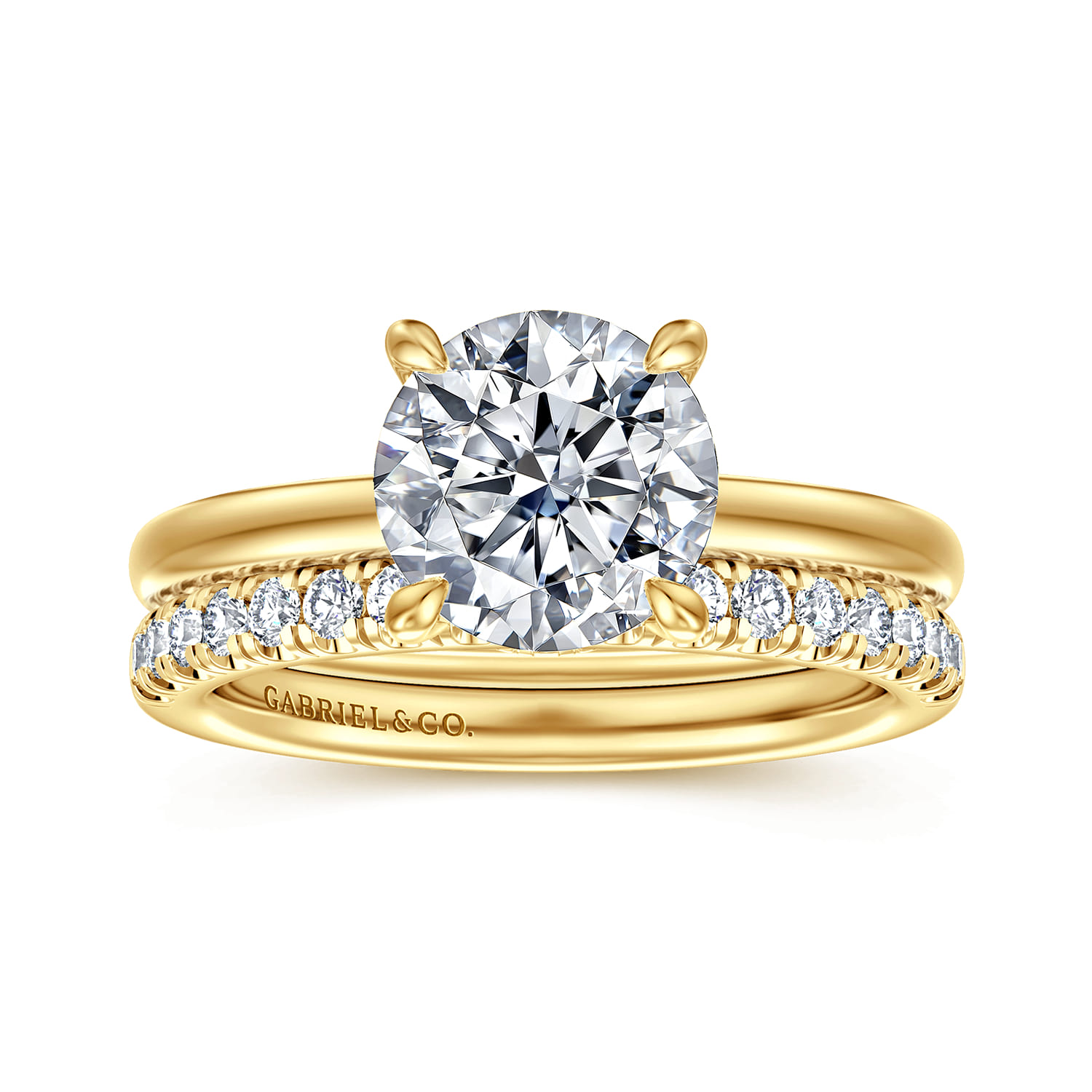 Neema - 14K Yellow Gold Round Diamond Engagement Ring - 0.07 ct - Shot 4