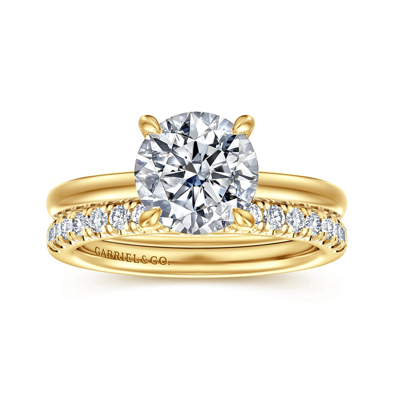Neema - 14K Yellow Gold Round Diamond Engagement Ring - 0.07 ct - Shot 4