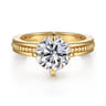 Eniko - 14K Yellow Gold Compass Prong Round Diamond Engagement Ring - 0.08 ct