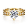 Everlasting - 14K Yellow Gold Compass Prong Round Diamond Engagement Ring - 0.17 ct