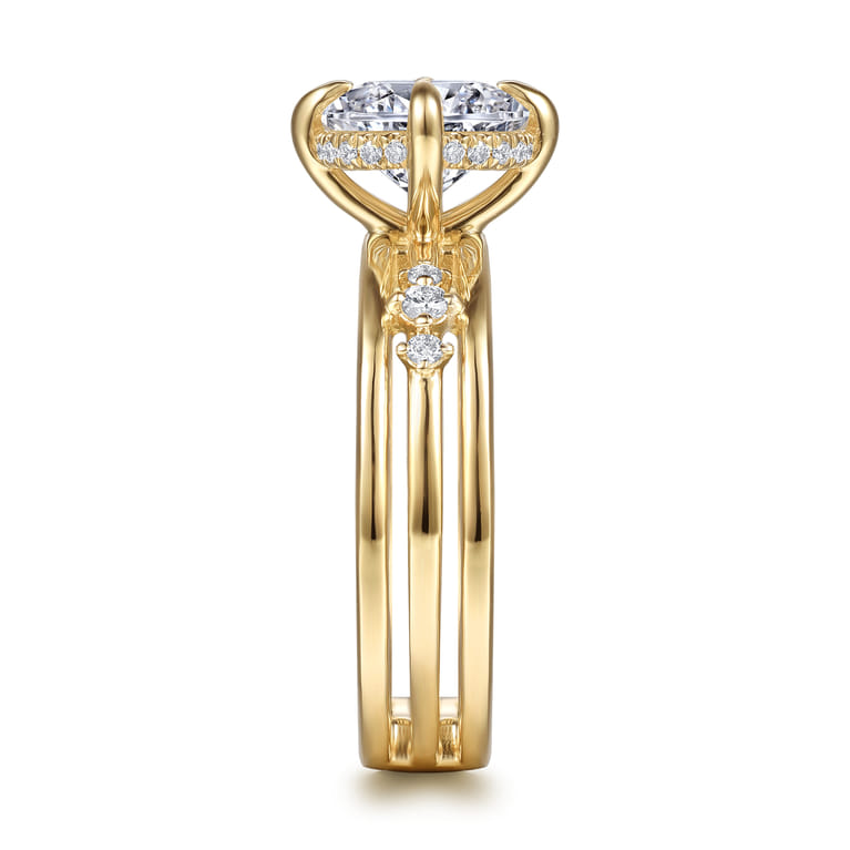 Everlasting - 14K Yellow Gold Compass Prong Round Diamond Engagement Ring - 0.17 ct - Shot 5