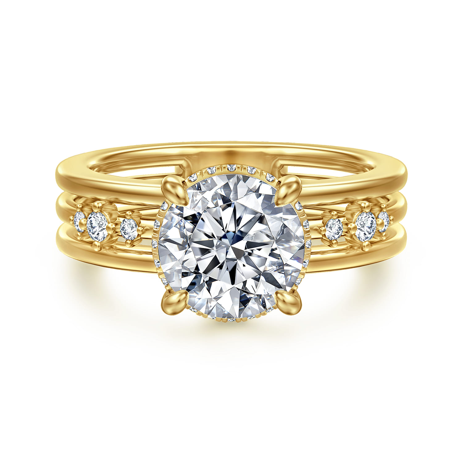 Everlasting - 14K Yellow Gold Round Diamond Engagement Ring - 0.17 ct - Shot 1