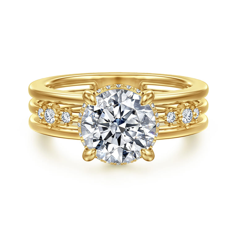 Everlasting - 14K Yellow Gold Round Diamond Engagement Ring - 0.17 ct - Shot 1