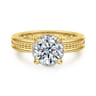 Eniko - 14K Yellow Gold Compass Prong Round Diamond Engagement Ring - 0.08 ct