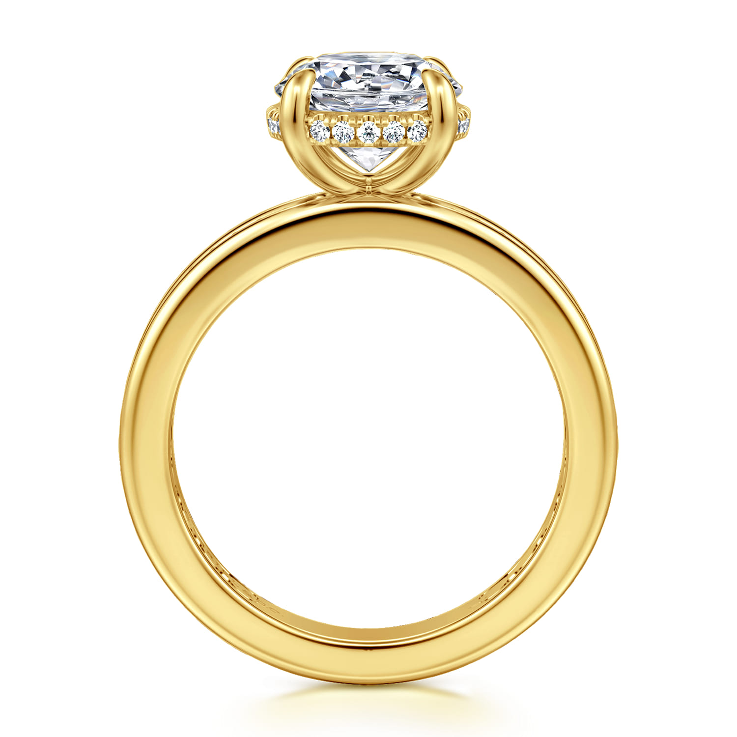 Eniko - 14K Yellow Gold Compass Prong Round Diamond Engagement Ring - 0.08 ct - Shot 2