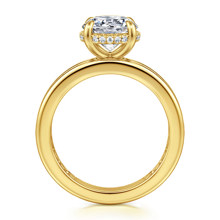 Eniko - 14K Yellow Gold Compass Prong Round Diamond Engagement Ring - 0.08 ct - Shot 2