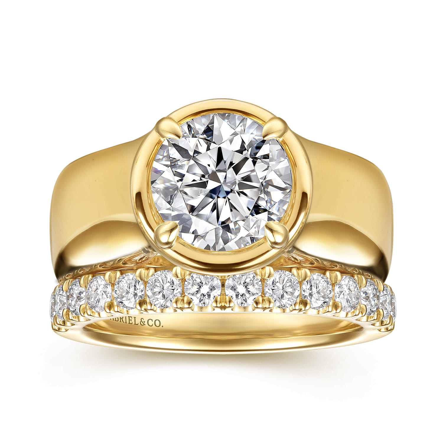 Connor - 14K Yellow Gold Round Diamond Engagement Ring - Shot 4
