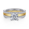 Reba - 14K White-Yellow Gold Cushion Cut Diamond Engagement Ring - 0.5 ct