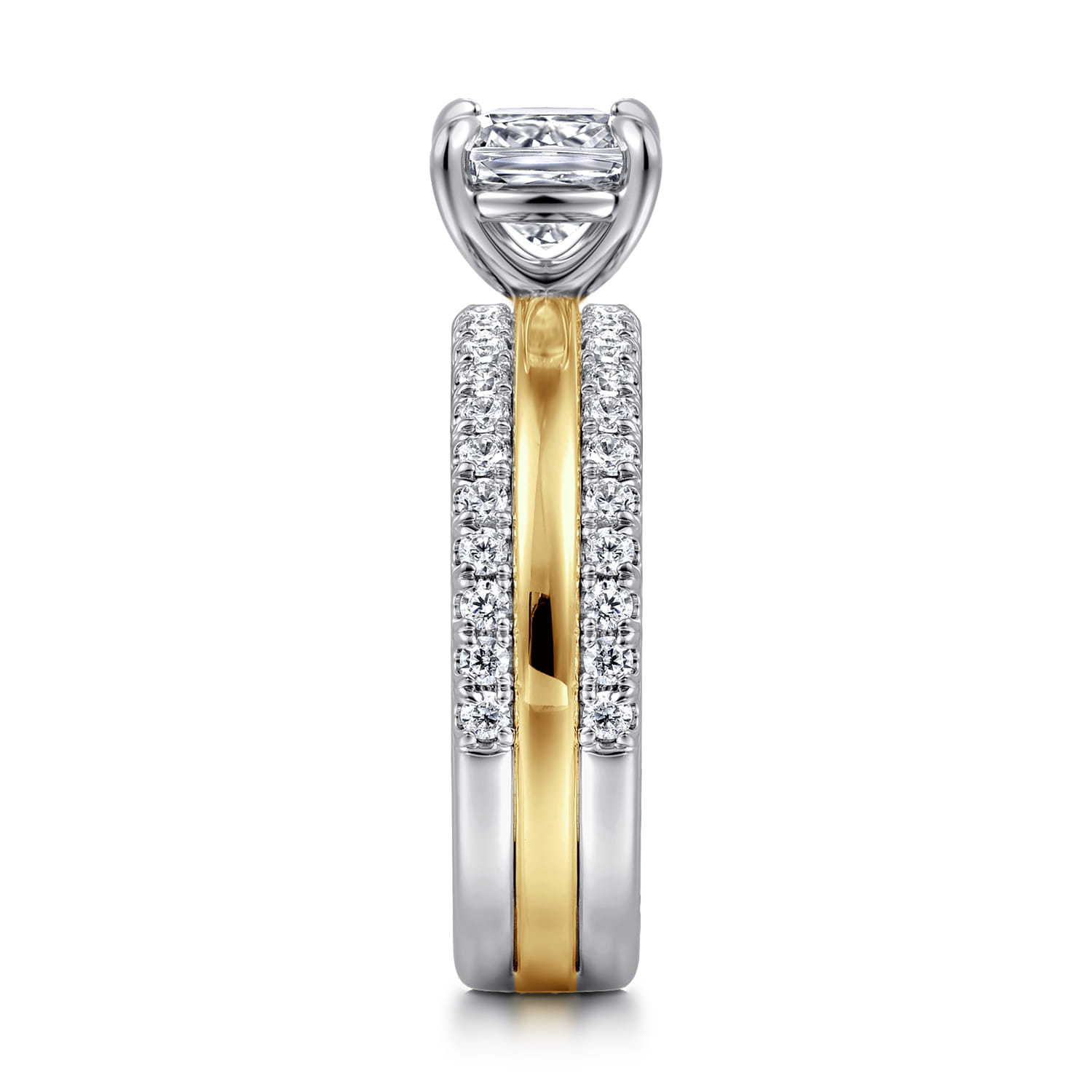 Reba - 14K White-Yellow Gold Cushion Cut Diamond Engagement Ring - 0.5 ct - Shot 4
