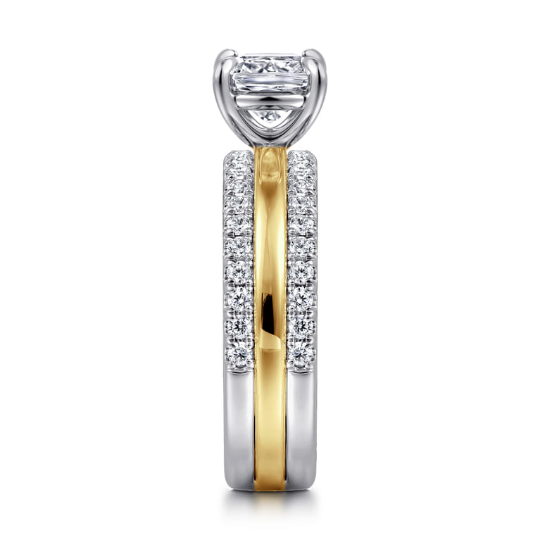 Reba - 14K White-Yellow Gold Cushion Cut Diamond Engagement Ring - 0.5 ct - Shot 4