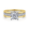 Feah - 14K Yellow-White Gold Wide Band Cushion Cut Diamond Engagement Ring - 0.4 ct