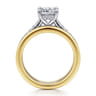 Feah - 14K Yellow-White Gold Wide Band Cushion Cut Diamond Engagement Ring - 0.4 ct