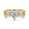 Editta - 14K White-Yellow Gold Compass Prong Cushion Cut Diamond Engagement Ring - 0.21 ct