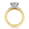 Editta - 14K White-Yellow Gold Compass Prong Cushion Cut Diamond Engagement Ring - 0.21 ct