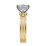 Editta - 14K White-Yellow Gold Compass Prong Cushion Cut Diamond Engagement Ring - 0.21 ct