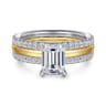 Reba - 14K White-Yellow Gold Emerald Cut Diamond Engagement Ring - 0.5 ct