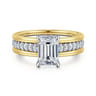 Feah - 14K Yellow-White Gold Wide Band Emerald Cut Diamond Engagement Ring - 0.4 ct