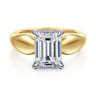 Raven - 14K White-Yellow Gold Emerald Cut Diamond Engagement Ring - 0.11 ct