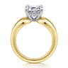 Raven - 14K White-Yellow Gold Emerald Cut Diamond Engagement Ring - 0.11 ct