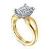 Raven - 14K White-Yellow Gold Emerald Cut Diamond Engagement Ring - 0.11 ct